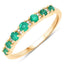 0.41 Carat Genuine Zambian Emerald and White Diamond Ring in 14K Yellow Gold