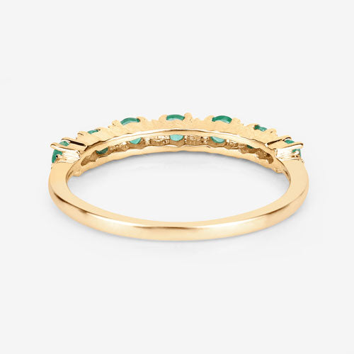 0.41 Carat Genuine Zambian Emerald and White Diamond Ring in 14K Yellow Gold