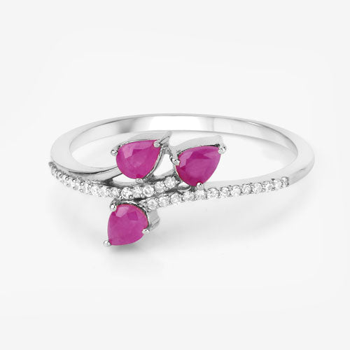 0.68 Carat Ruby and Diamond 14K White Gold Engagement Ring