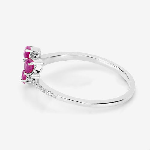 0.68 Carat Ruby and Diamond 14K White Gold Engagement Ring