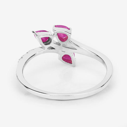 0.68 Carat Ruby and Diamond 14K White Gold Engagement Ring