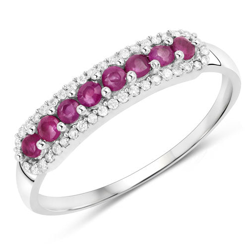 Anillo de Compromiso de Rubí de 0.47 Quilates y Diamante Blanco en Oro Blanco de 14K