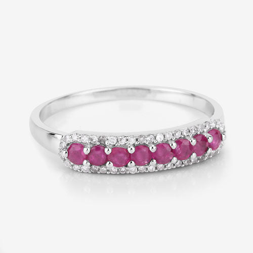 Anillo de Compromiso de Rubí de 0.47 Quilates y Diamante Blanco en Oro Blanco de 14K