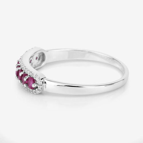 Anillo de Compromiso de Rubí de 0.47 Quilates y Diamante Blanco en Oro Blanco de 14K