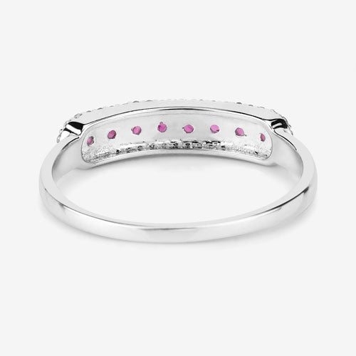 Anillo de Compromiso de Rubí de 0.47 Quilates y Diamante Blanco en Oro Blanco de 14K