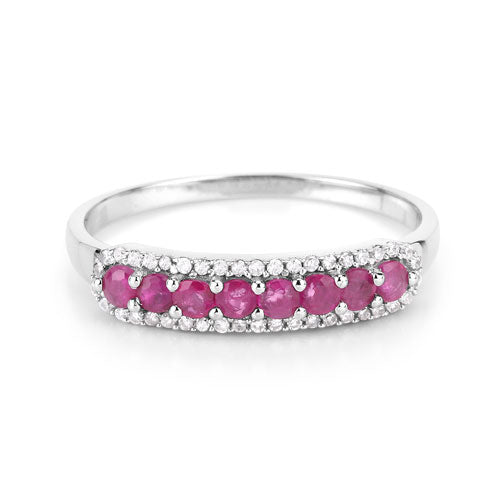 Anillo de Compromiso de Rubí de 0.47 Quilates y Diamante Blanco en Oro Blanco de 14K