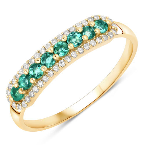 0.35 Carat Zambian Emerald & Diamond 14K Yellow Gold Engagement Ring