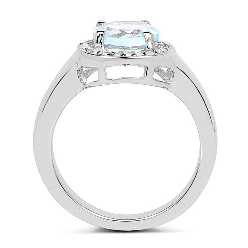 2.37 Carat Blue Topaz & White Topaz Sterling Silver Ring