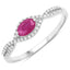 Bague de fiançailles en or blanc 14K avec rubis et diamants de 0,40 carat