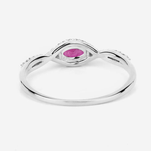 Bague de fiançailles en or blanc 14K avec rubis et diamants de 0,40 carat
