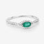 Bague en or blanc 14K avec émeraude zambienne de 0,32 carat et diamants
