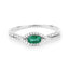 Bague en or blanc 14K avec émeraude zambienne de 0,32 carat et diamants