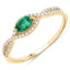 Bague de fiançailles en or jaune 14K avec émeraude zambienne de 0,32 carat et diamants