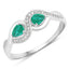 Anillo de Compromiso de Esmeralda Zambiana y Diamante de 0.35 Quilates en Oro Blanco de 14K