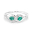 Anillo de Compromiso de Esmeralda Zambiana y Diamante de 0.35 Quilates en Oro Blanco de 14K