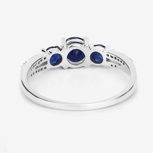 Bague en or blanc 14K avec saphir bleu et diamants de 1,08 carat