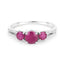 1.02 Carat Genuine Ruby and White Diamond 14K White Gold Ring