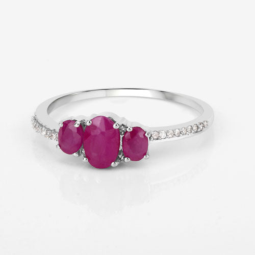 1.02 Carat Ruby and White Diamond 14K White Gold Engagement Ring