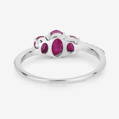 1.02 Carat Ruby and White Diamond 14K White Gold Engagement Ring