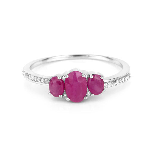1.02 Carat Ruby and White Diamond 14K White Gold Engagement Ring