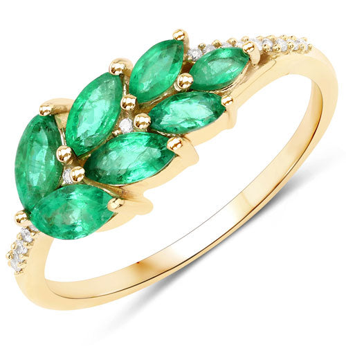 0.68 Carat Zambian Emerald & Diamond 14K Yellow Gold Engagement Ring