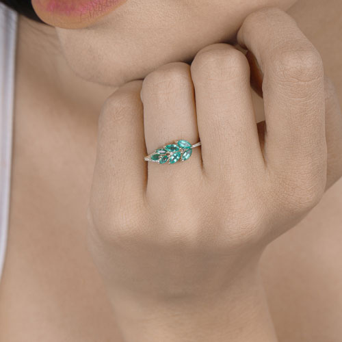 0.68 Carat Zambian Emerald & Diamond 14K Yellow Gold Engagement Ring