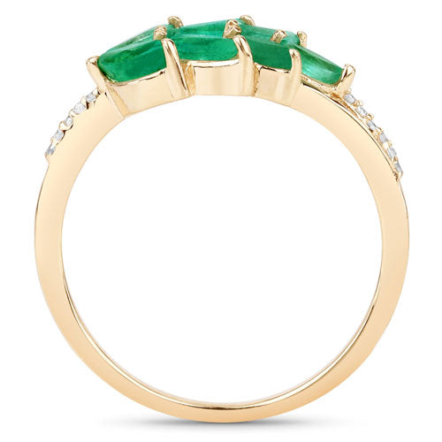 0.68 Carat Zambian Emerald & Diamond 14K Yellow Gold Engagement Ring