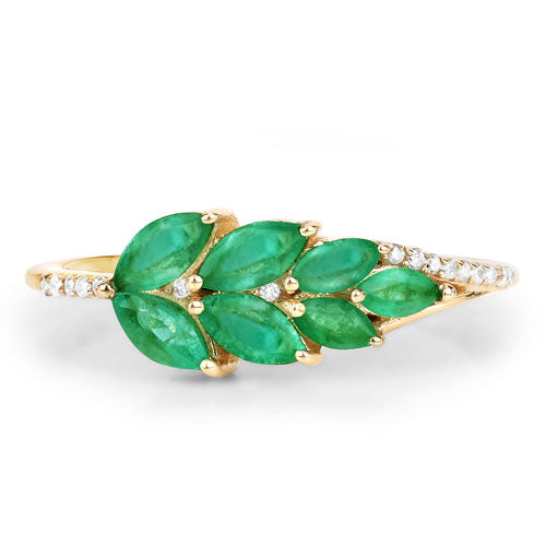 0.68 Carat Zambian Emerald & Diamond 14K Yellow Gold Engagement Ring