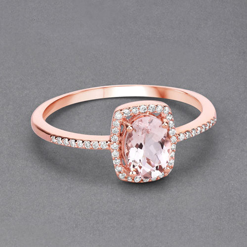 0.82 Carat Morganite and Diamond 14K Rose Gold Engagement Ring