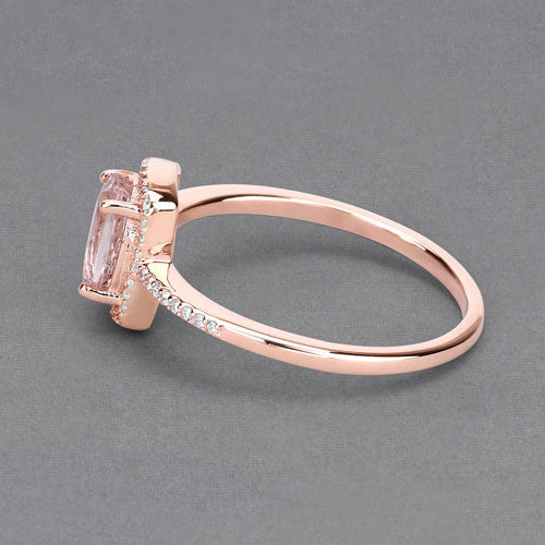 0.82 Carat Morganite and Diamond 14K Rose Gold Engagement Ring