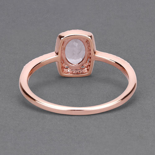 0.82 Carat Morganite and Diamond 14K Rose Gold Engagement Ring