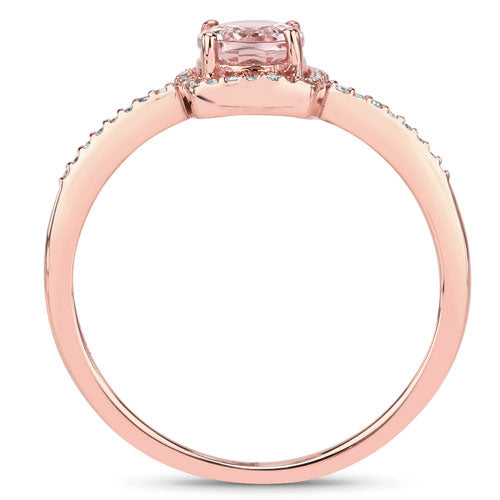 0.82 Carat Morganite and Diamond 14K Rose Gold Engagement Ring