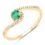 0.33 Carat Genuine Zambian Emerald and Diamond 14K Gold Ring