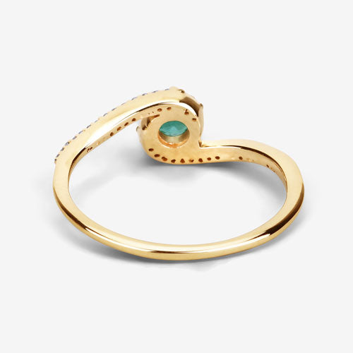 0.33 Carat Genuine Zambian Emerald and Diamond 14K Gold Ring