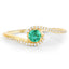 0.33 Carat Genuine Zambian Emerald and Diamond 14K Gold Ring