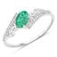 Bague de fiançailles en or blanc 14K avec émeraude zambienne de 0,51 carat et diamants
