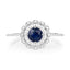 Anillo de Compromiso de Zafiro Azul y Diamante de 0.72 Quilates en Oro Blanco de 14K