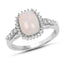 1.55 Carat Genuine Ethiopian Opal and White Topaz Sterling Silver Ring