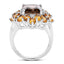 Bague en argent sterling avec quartz fumé de 6,72 carats, citrine et diamant