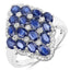 Bague en Argent Sterling avec Saphir Bleu de 3,48 Carats et Zircon Blanc