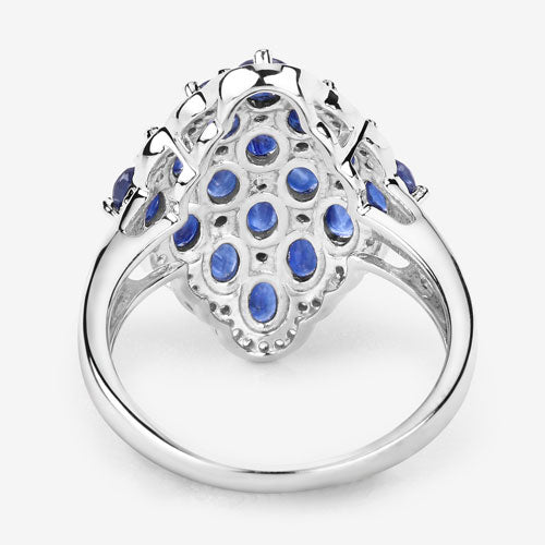 Bague en Argent Sterling avec Saphir Bleu de 3,48 Carats et Zircon Blanc
