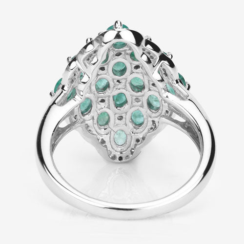 Anillo de plata esterlina con esmeralda de Zambia de 2.68 quilates y zirconia blanca