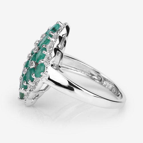 Anillo de plata esterlina con esmeralda de Zambia de 2.68 quilates y zirconia blanca