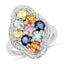 2.63 Carat Multi Sapphire & Sterling Silver Engagement Ring