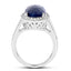 Bague de fiançailles en argent sterling .925 avec saphir bleu de 9,83 carats et diamants
