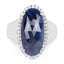 Bague de fiançailles en argent sterling .925 avec saphir bleu de 9,83 carats et diamants