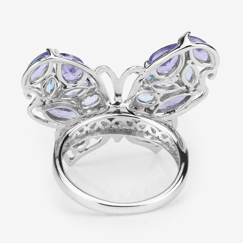 Bague en Tanzanite et Topaze Bleue Suisse de 3,60 Carats