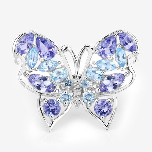 Bague en Tanzanite et Topaze Bleue Suisse de 3,60 Carats