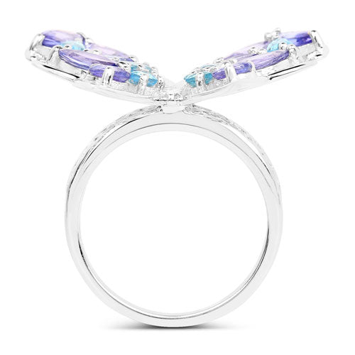 Bague en Tanzanite et Topaze Bleue Suisse de 3,60 Carats