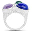 11.23 Carat Genuine Malachite, Charolite, and Lapis Sterling Silver Ring